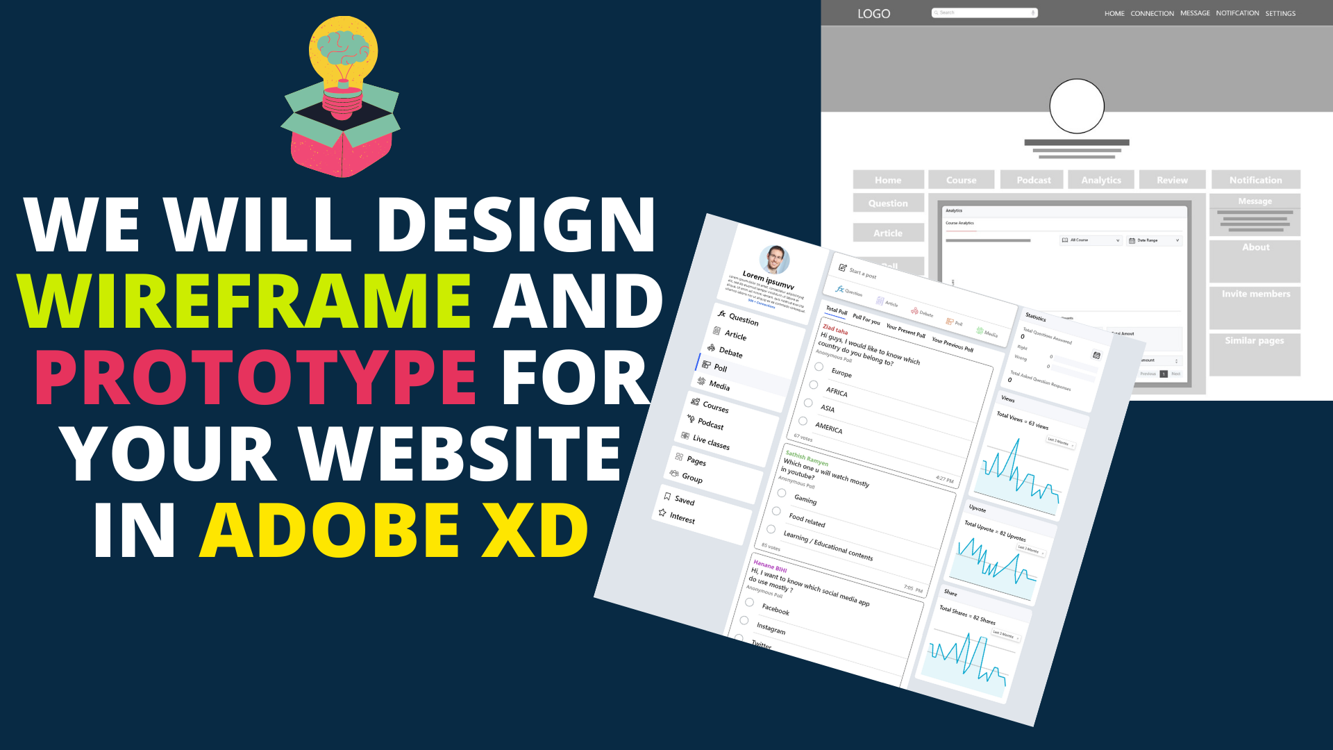 we will design wireframe and prototype for your website in adobe xd
